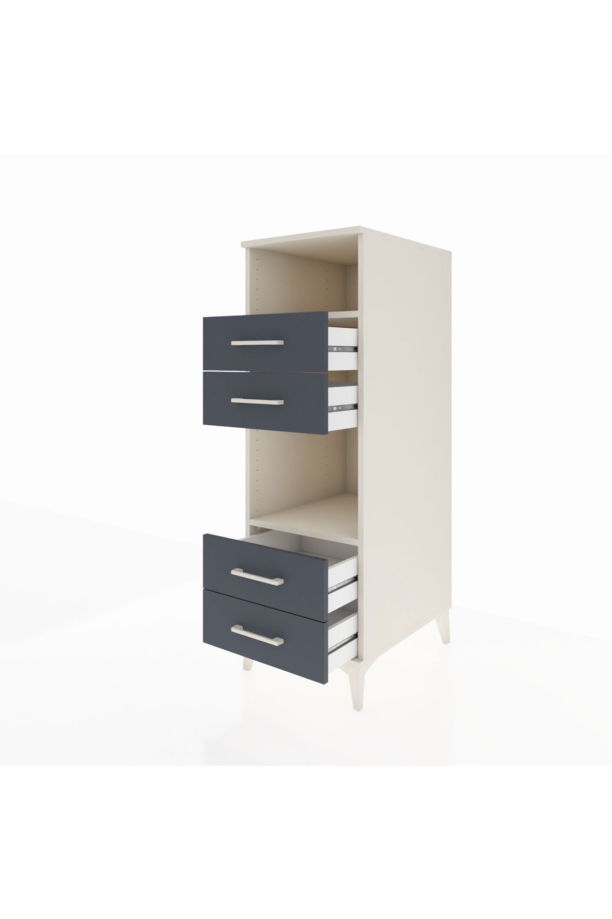 Kronos Dolap 2 Raflı 4 Çekmeceli 44x59x134 Aytaşı-Antrasit