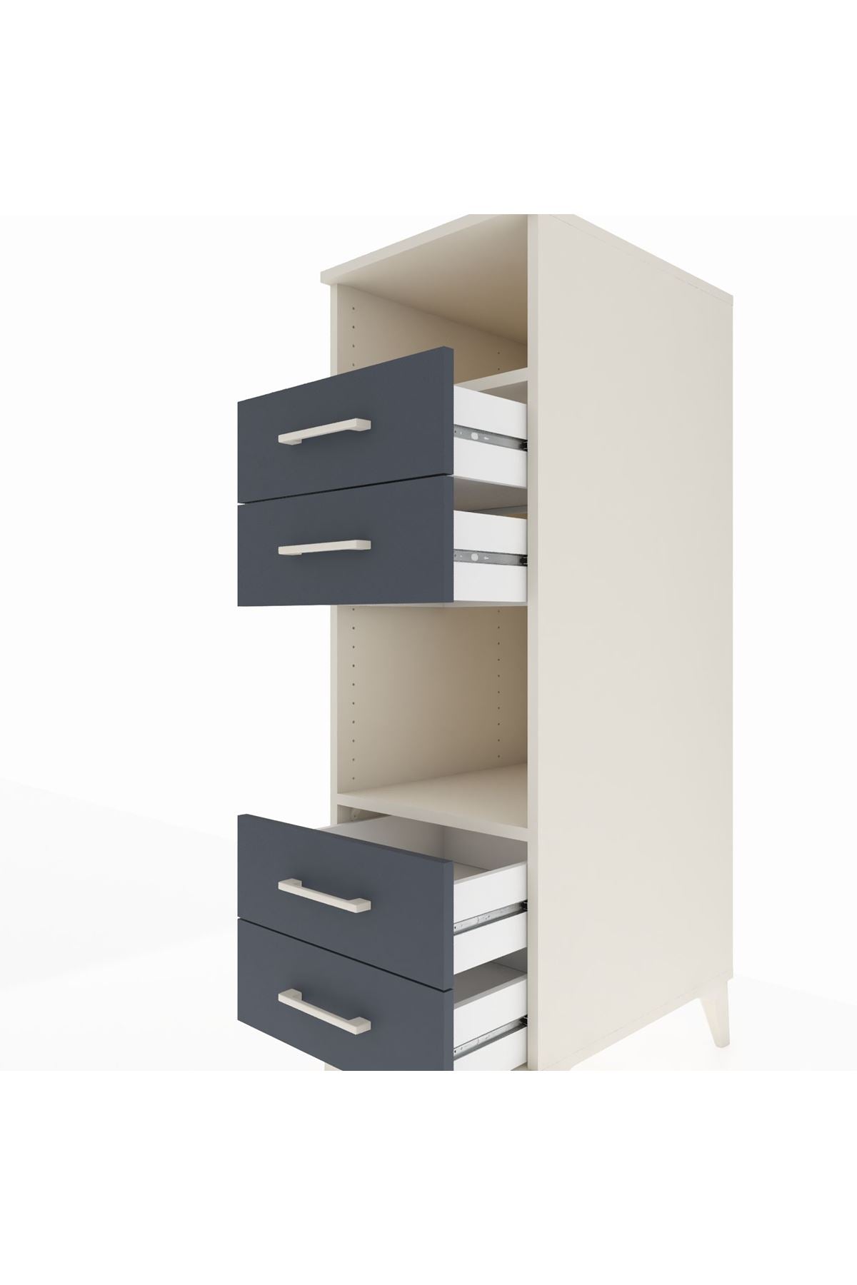 Kronos Dolap 2 Raflı 4 Çekmeceli 44x59x134 Aytaşı-Antrasit