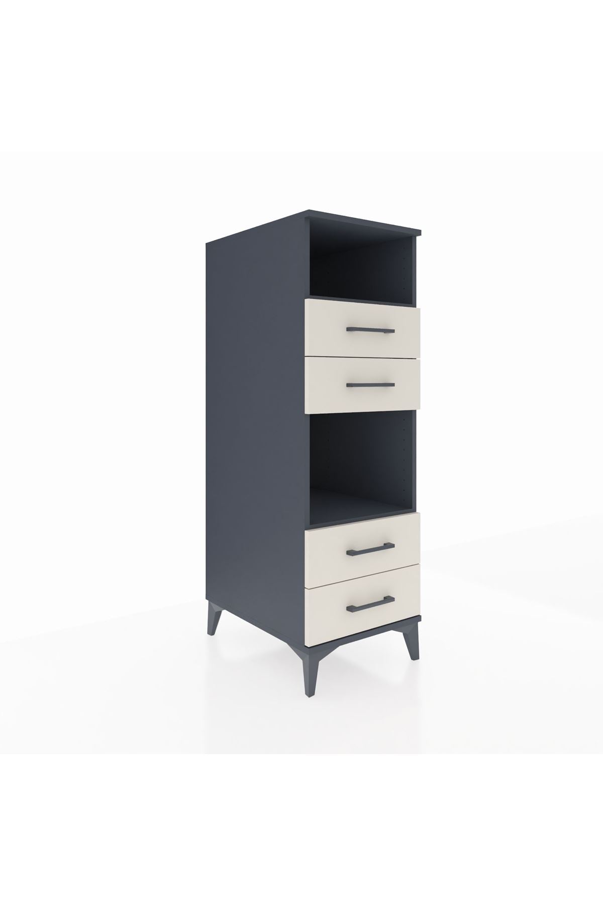 Kronos Dolap 2 Raflı 4 Çekmeceli 44x59x134 Antrasit-Aytaşı