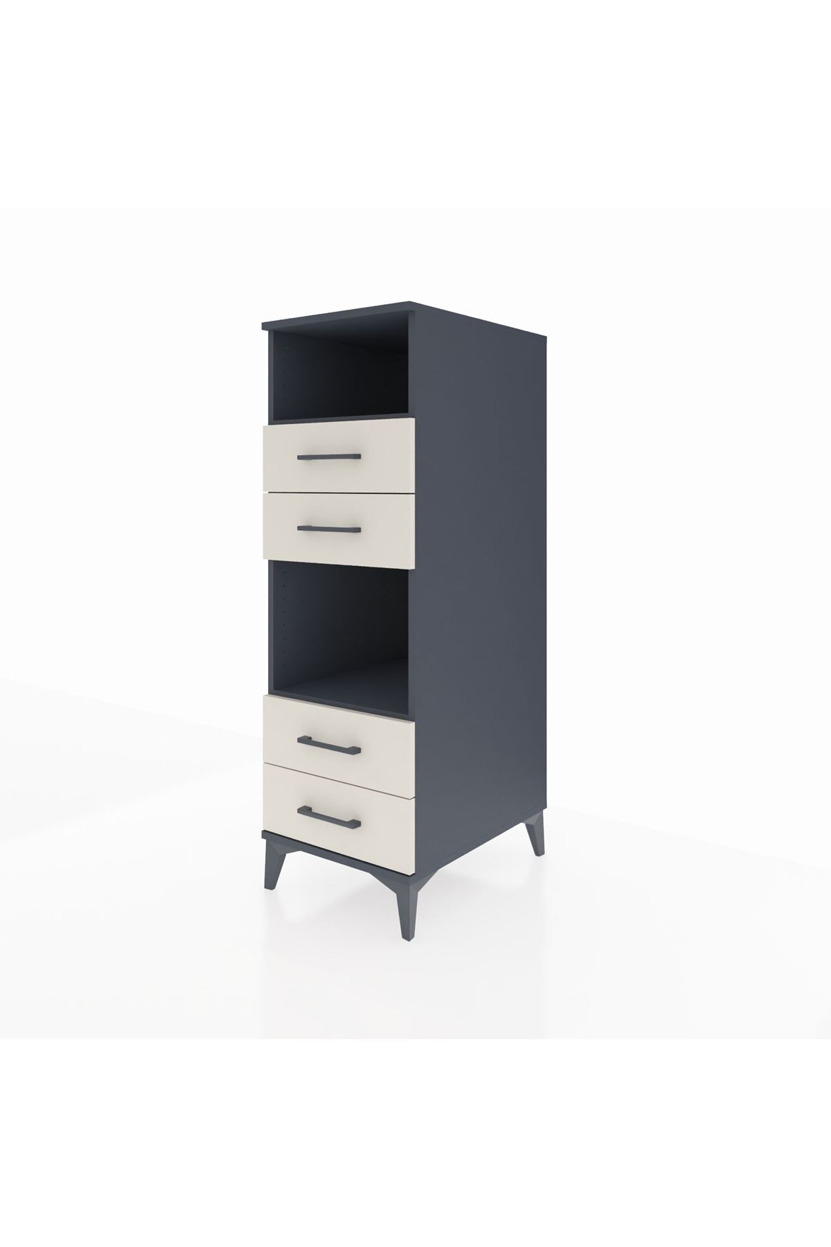 Kronos Dolap 2 Raflı 4 Çekmeceli 44x59x134 Antrasit-Aytaşı