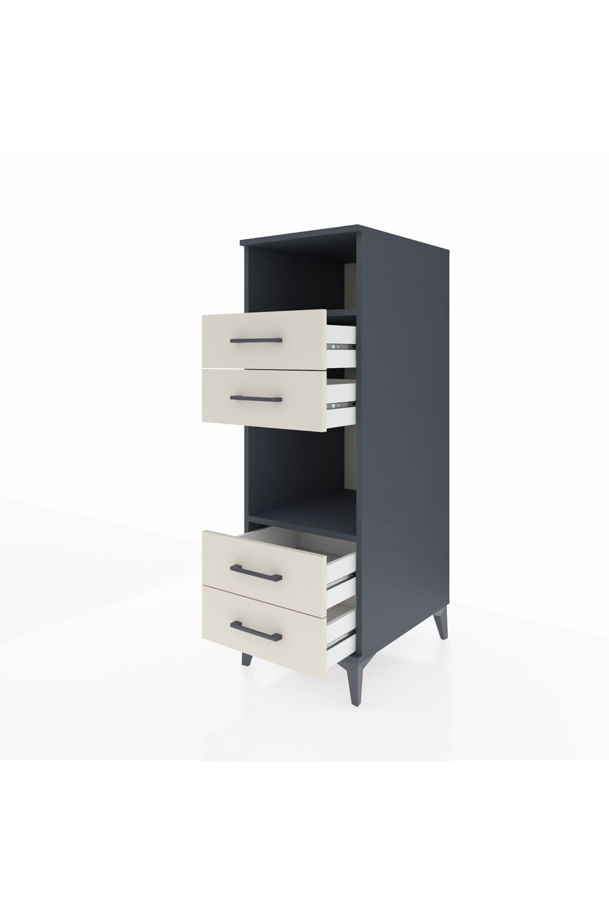 Kronos Dolap 2 Raflı 4 Çekmeceli 44x59x134 Antrasit-Aytaşı