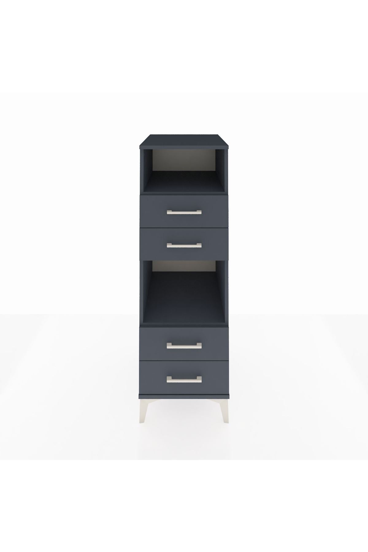 Kronos Dolap 2 Raflı 4 Çekmeceli 44x59x134 Antrasit-Antrasit