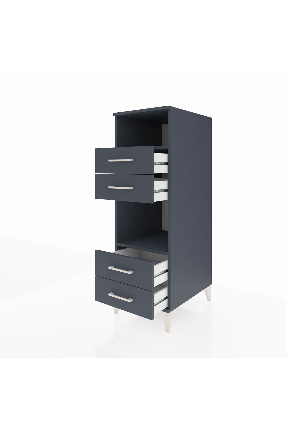 Kronos Dolap 2 Raflı 4 Çekmeceli 44x59x134 Antrasit-Antrasit