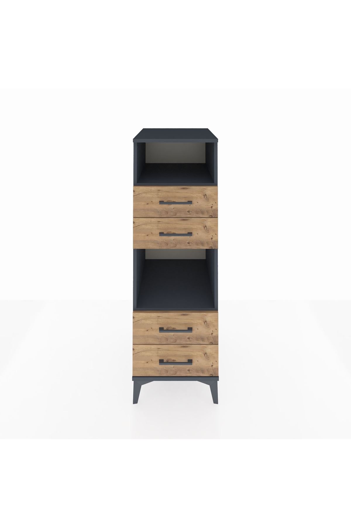 Kronos Dolap 2 Raflı 4 Çekmeceli 44x59x134 Antrasit-Çam