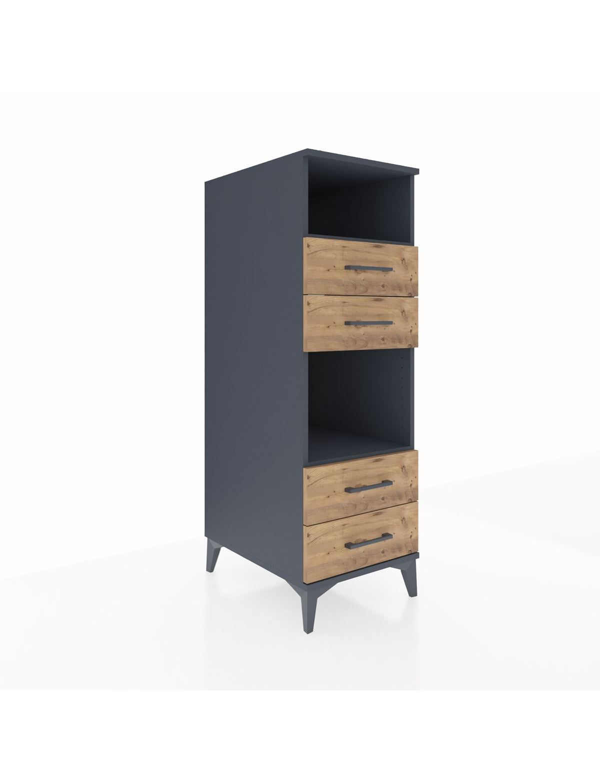 Kronos Dolap 2 Raflı 4 Çekmeceli 44x59x134 Antrasit-Çam