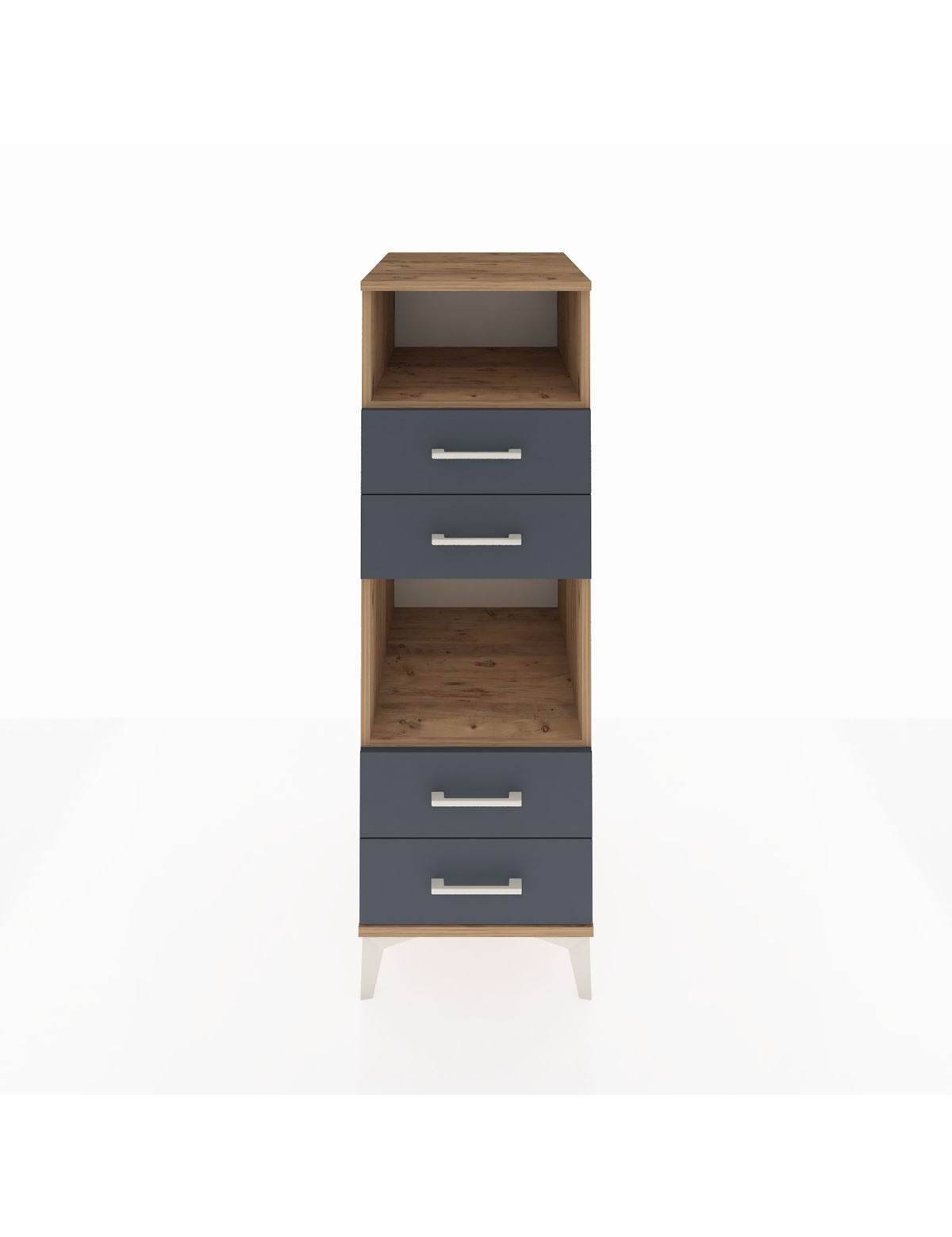 Kronos Dolap 2 Raflı 4 Çekmeceli 44x59x134 Çam-Antrasit