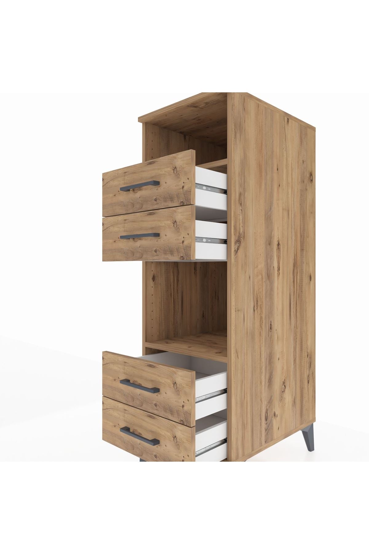 Kronos Dolap 2 Raflı 4 Çekmeceli 44x59x134 Çam-Çam