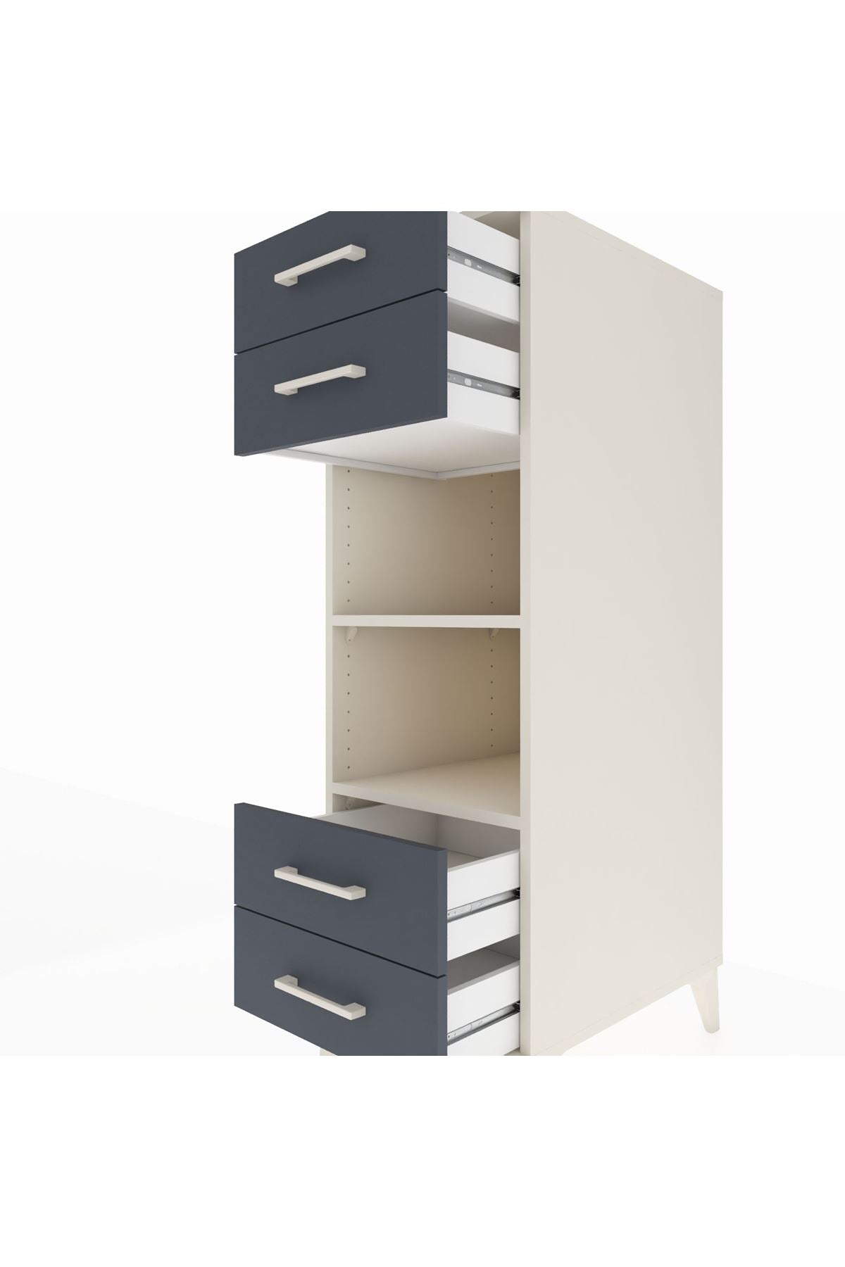 Kronos Dolap 2 Raflı 4 Çekmeceli 44x59x134 Aytaşı-Antrasit