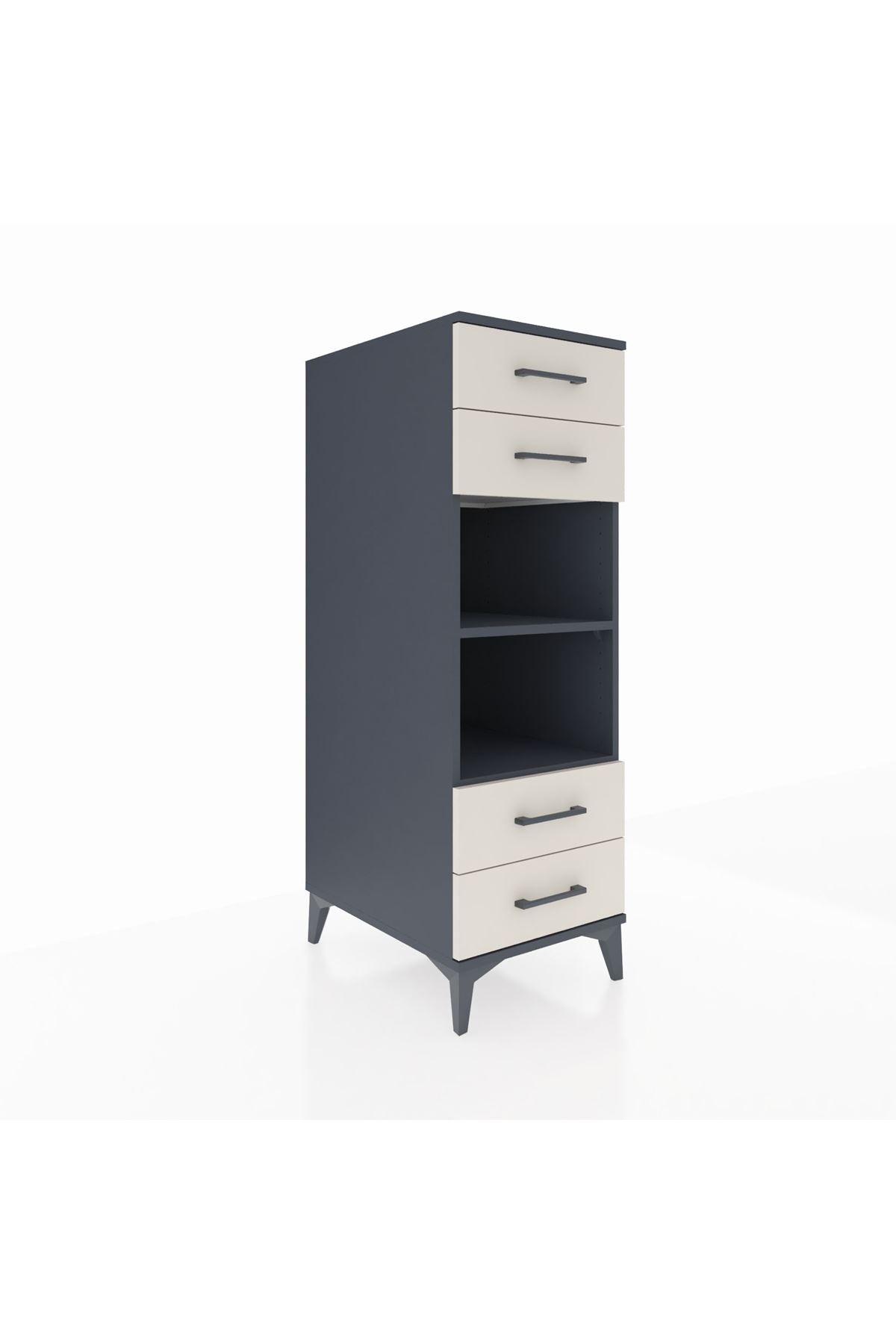 Kronos Dolap 2 Raflı 4 Çekmeceli 44x59x134 Antrasit-Aytaşı