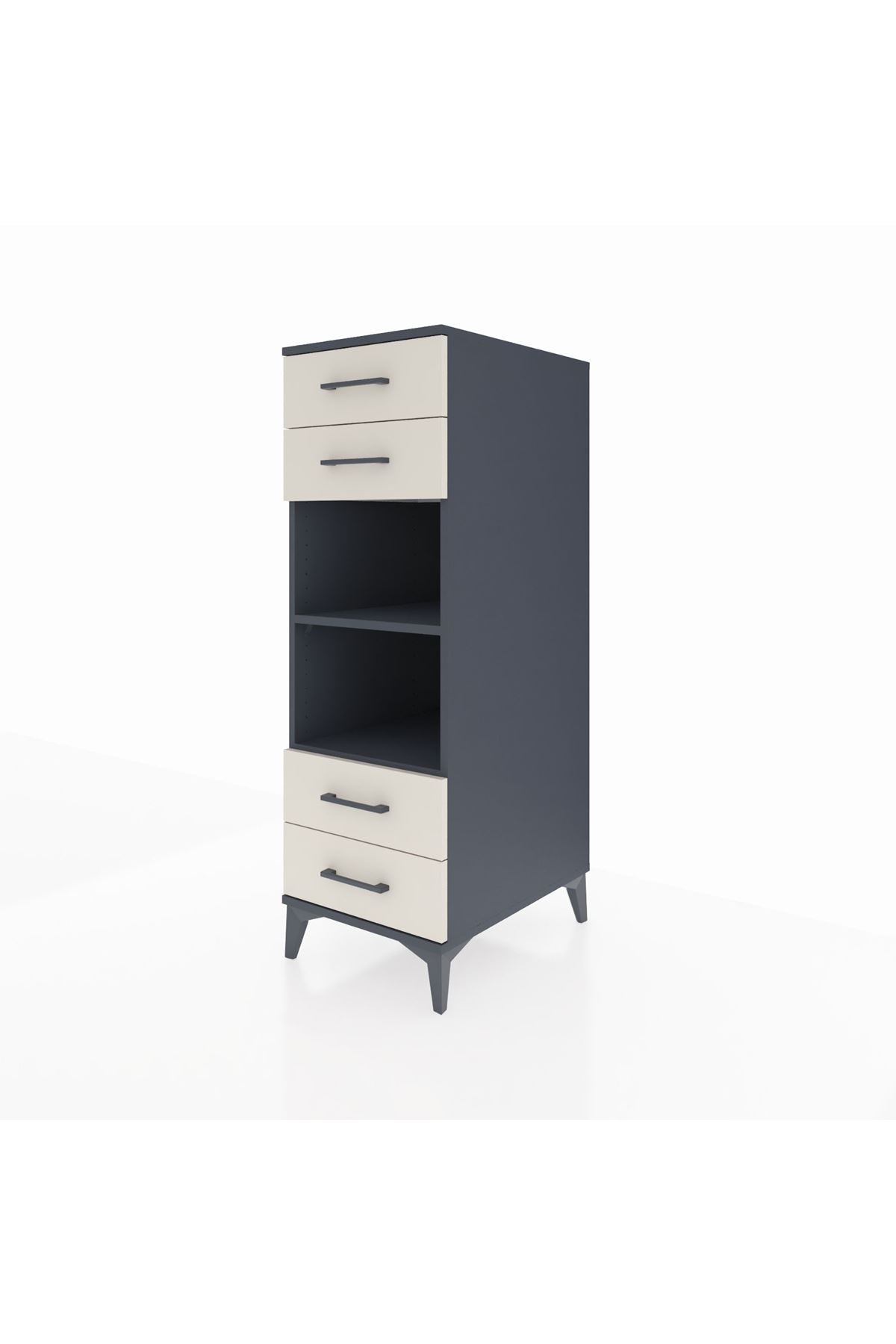 Kronos Dolap 2 Raflı 4 Çekmeceli 44x59x134 Antrasit-Aytaşı