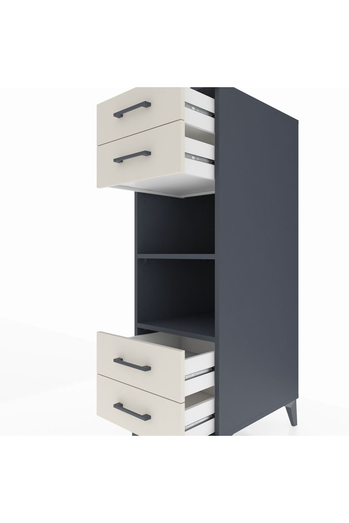 Kronos Dolap 2 Raflı 4 Çekmeceli 44x59x134 Antrasit-Aytaşı