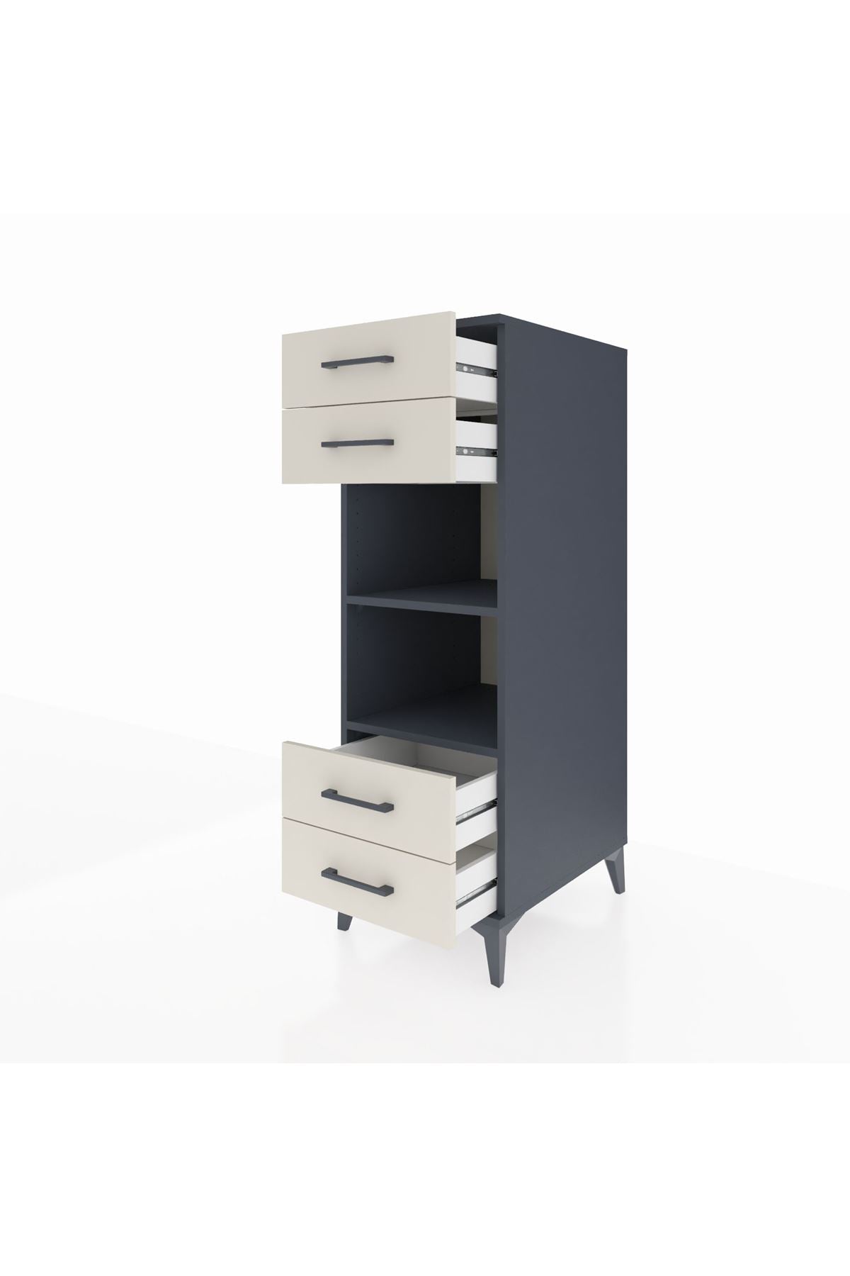 Kronos Dolap 2 Raflı 4 Çekmeceli 44x59x134 Antrasit-Aytaşı