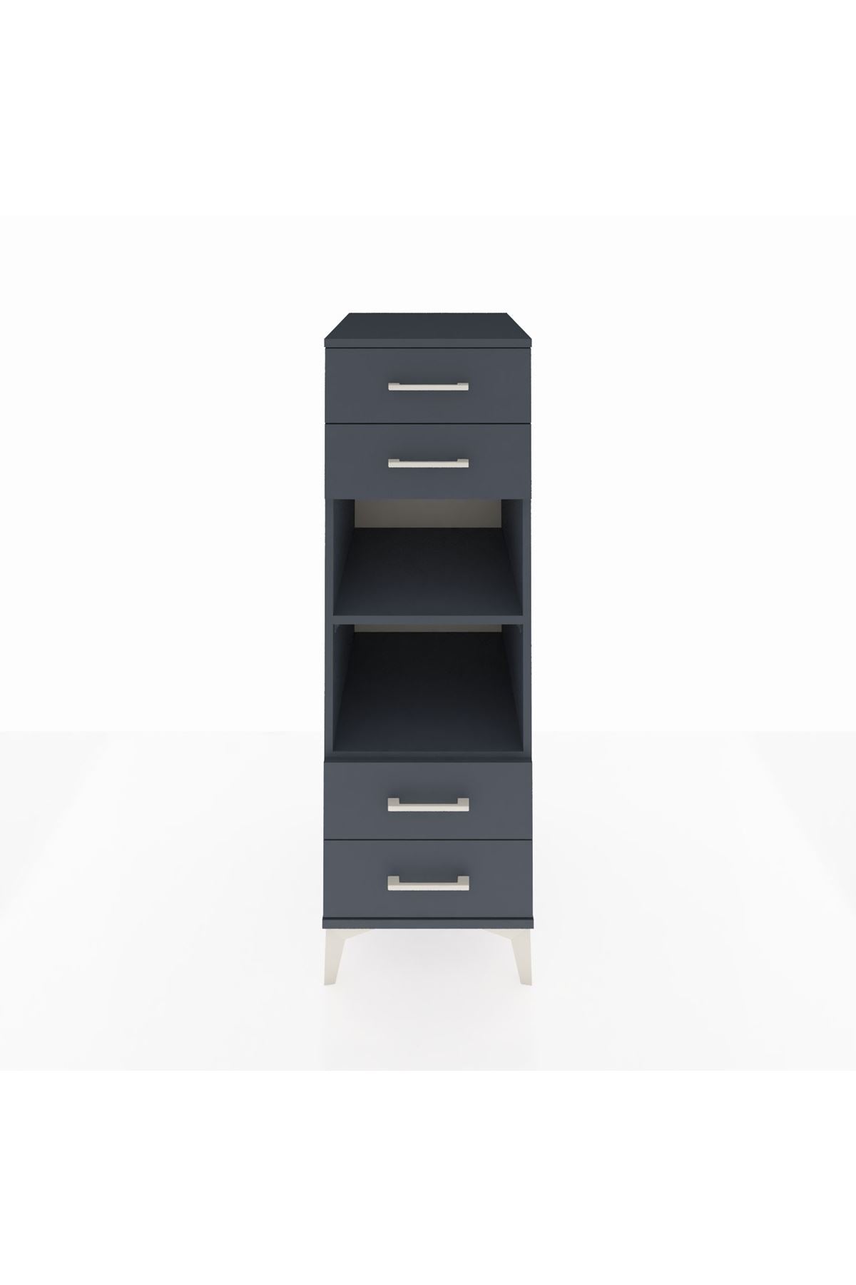 Kronos Dolap 2 Raflı 4 Çekmeceli 44x59x134 Antrasit-Antrasit