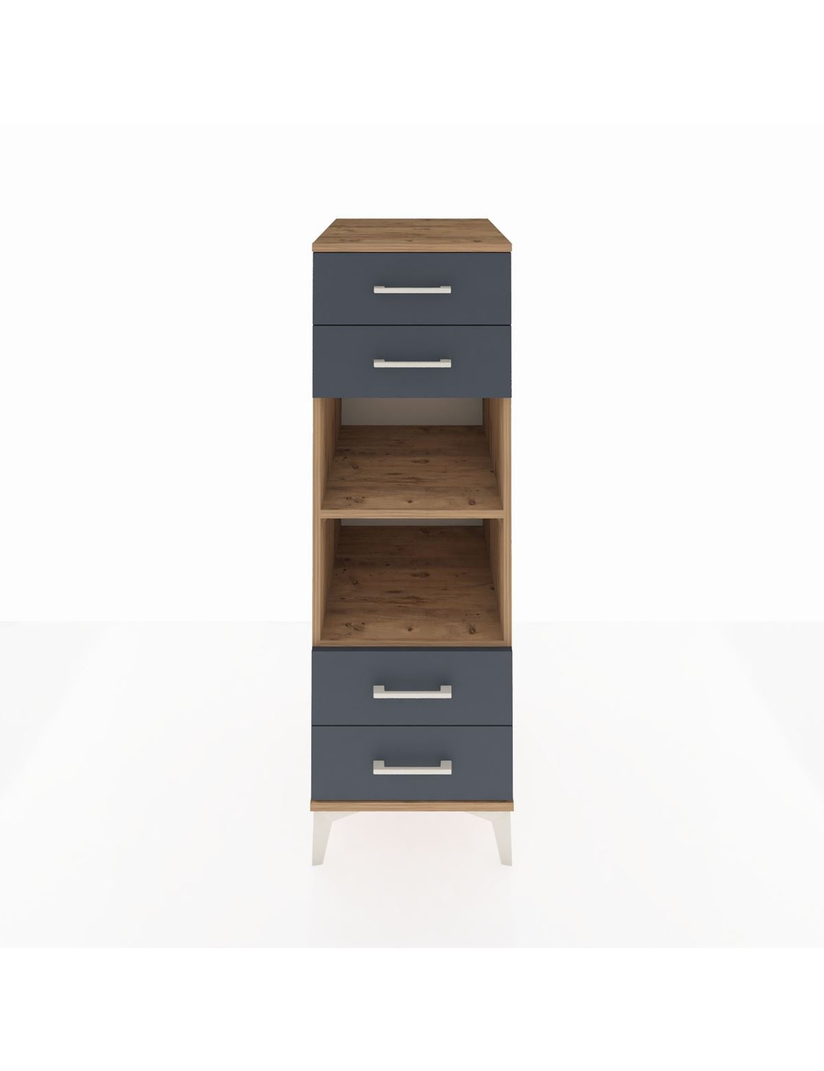 Kronos Dolap 2 Raflı 4 Çekmeceli 44x59x134 Çam-Antrasit