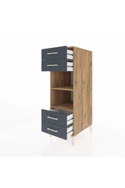 Kronos Dolap 2 Raflı 4 Çekmeceli 44x59x134 Çam-Antrasit