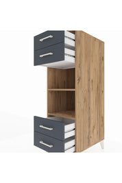 Kronos Dolap 2 Raflı 4 Çekmeceli 44x59x134 Çam-Antrasit