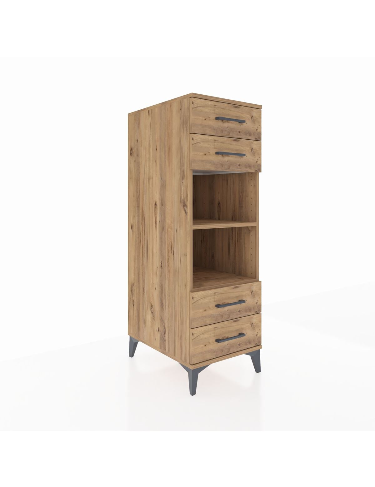 Kronos Dolap 2 Raflı 4 Çekmeceli 44x59x134 Çam-Çam