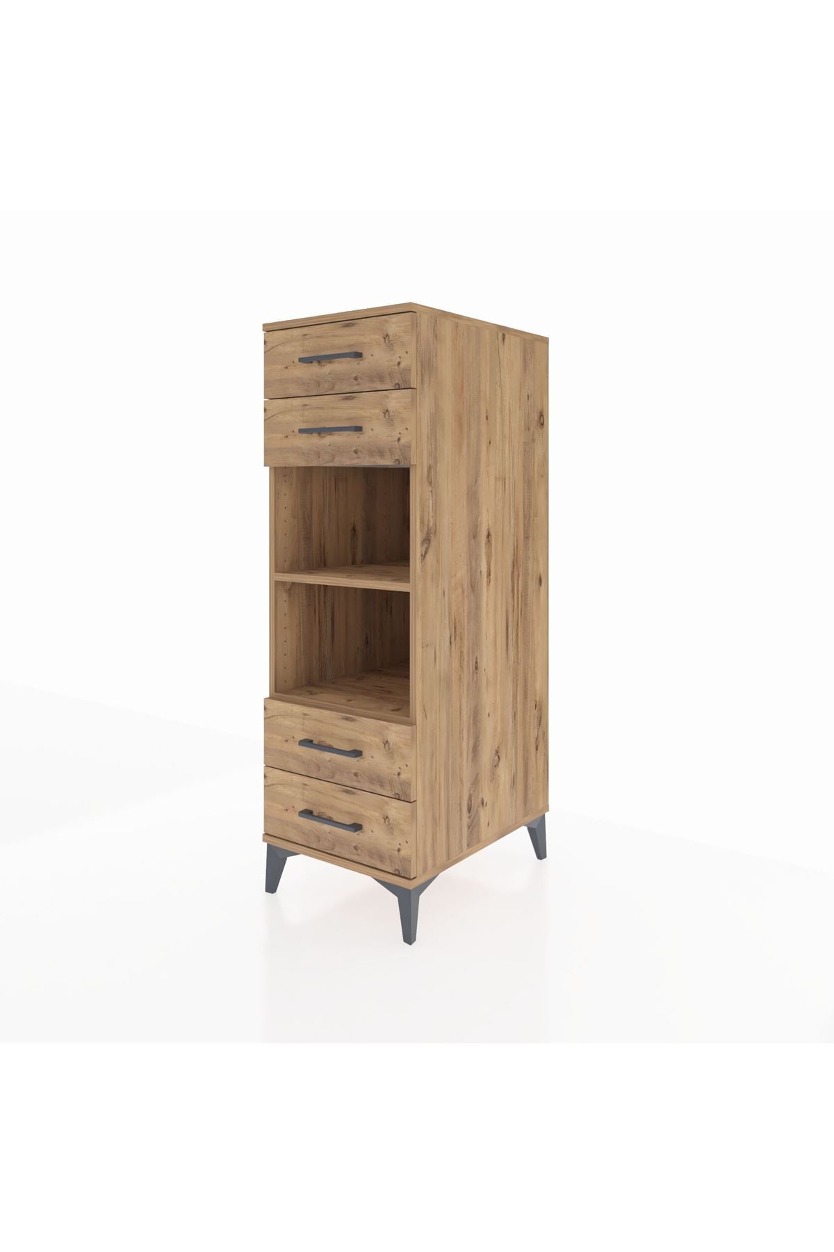 Kronos Dolap 2 Raflı 4 Çekmeceli 44x59x134 Çam-Çam