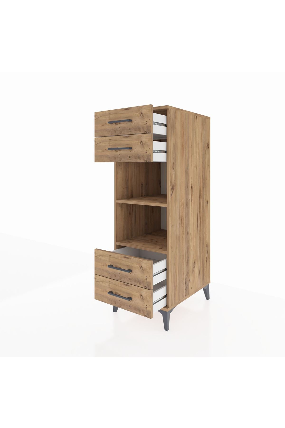 Kronos Dolap 2 Raflı 4 Çekmeceli 44x59x134 Çam-Çam