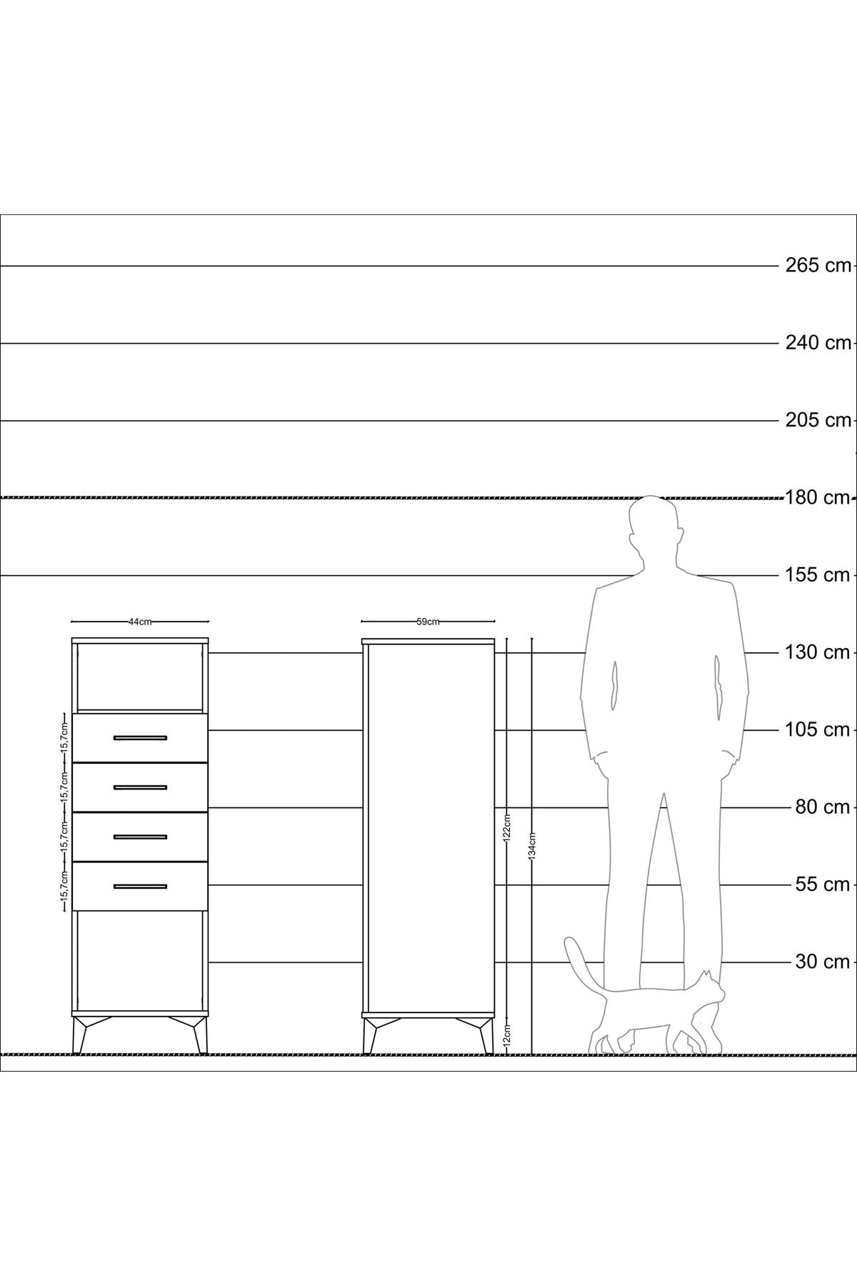 Kronos Dolap Tek Raflı 4 Çekmeceli 44x59x134 Aytaşı-Aytaşı