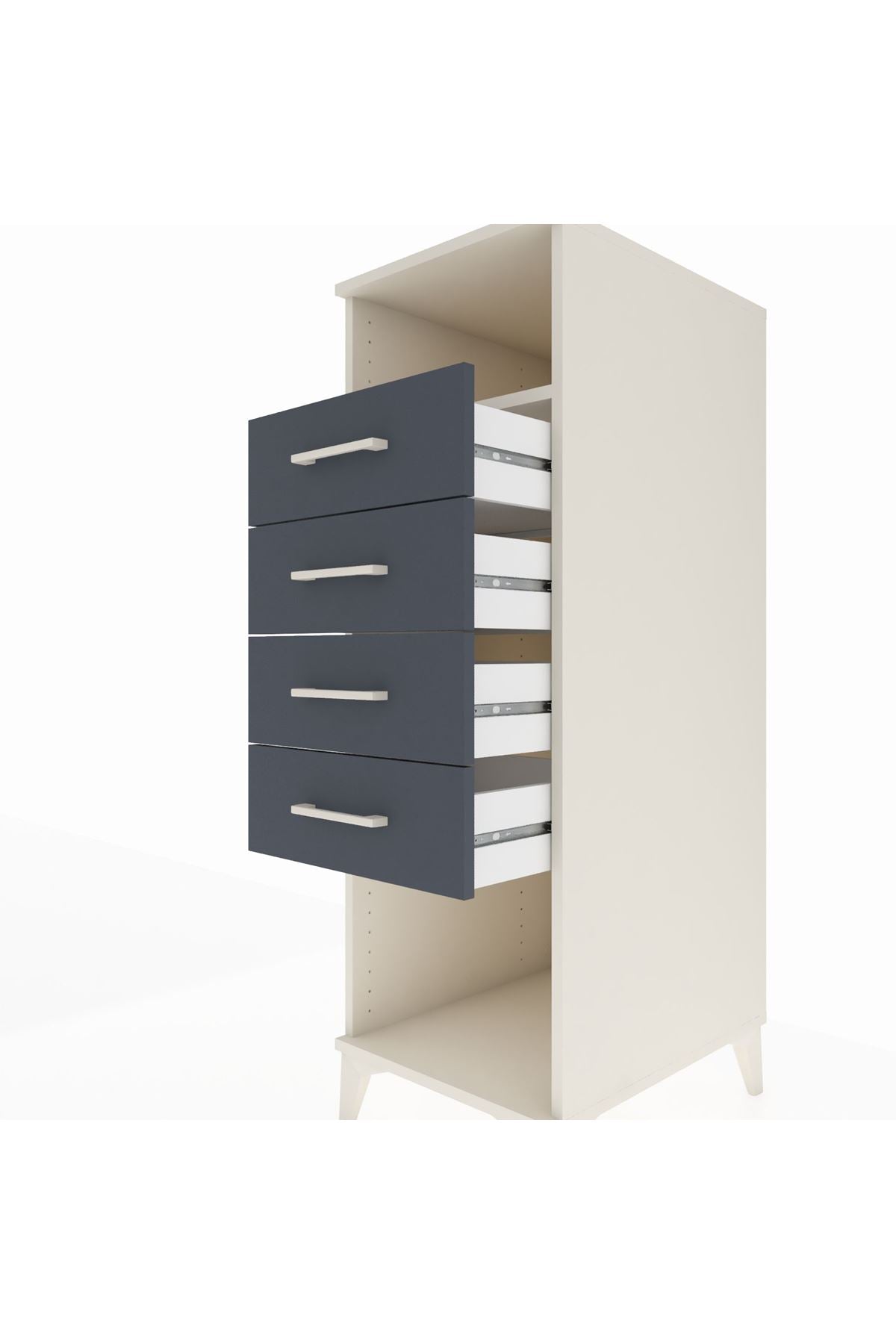 Kronos Dolap Tek Raflı 4 Çekmeceli 44x59x134 Aytaşı-Antrasit