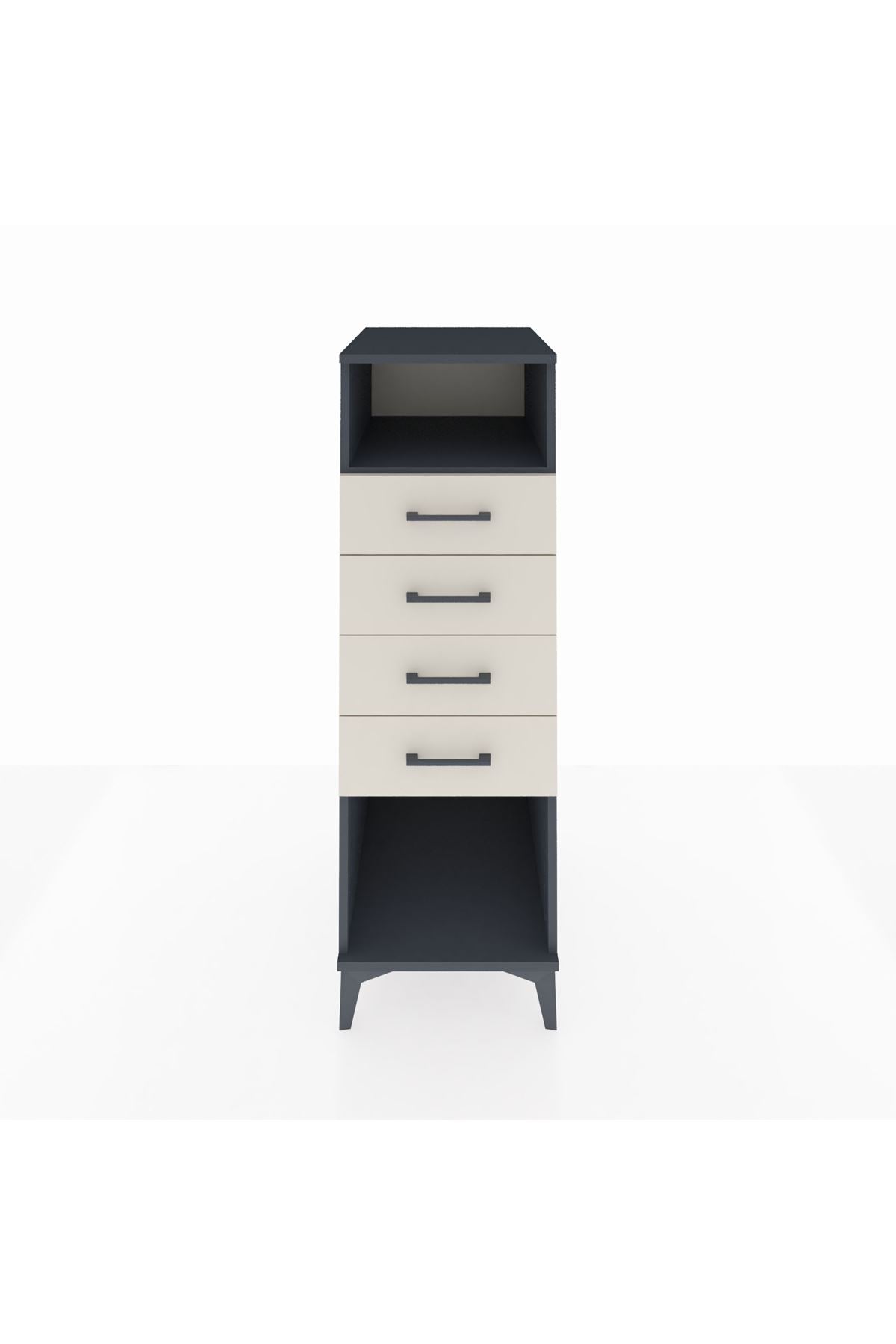 Kronos Dolap Tek Raflı 4 Çekmeceli 44x59x134 Antrasit-Aytaşı