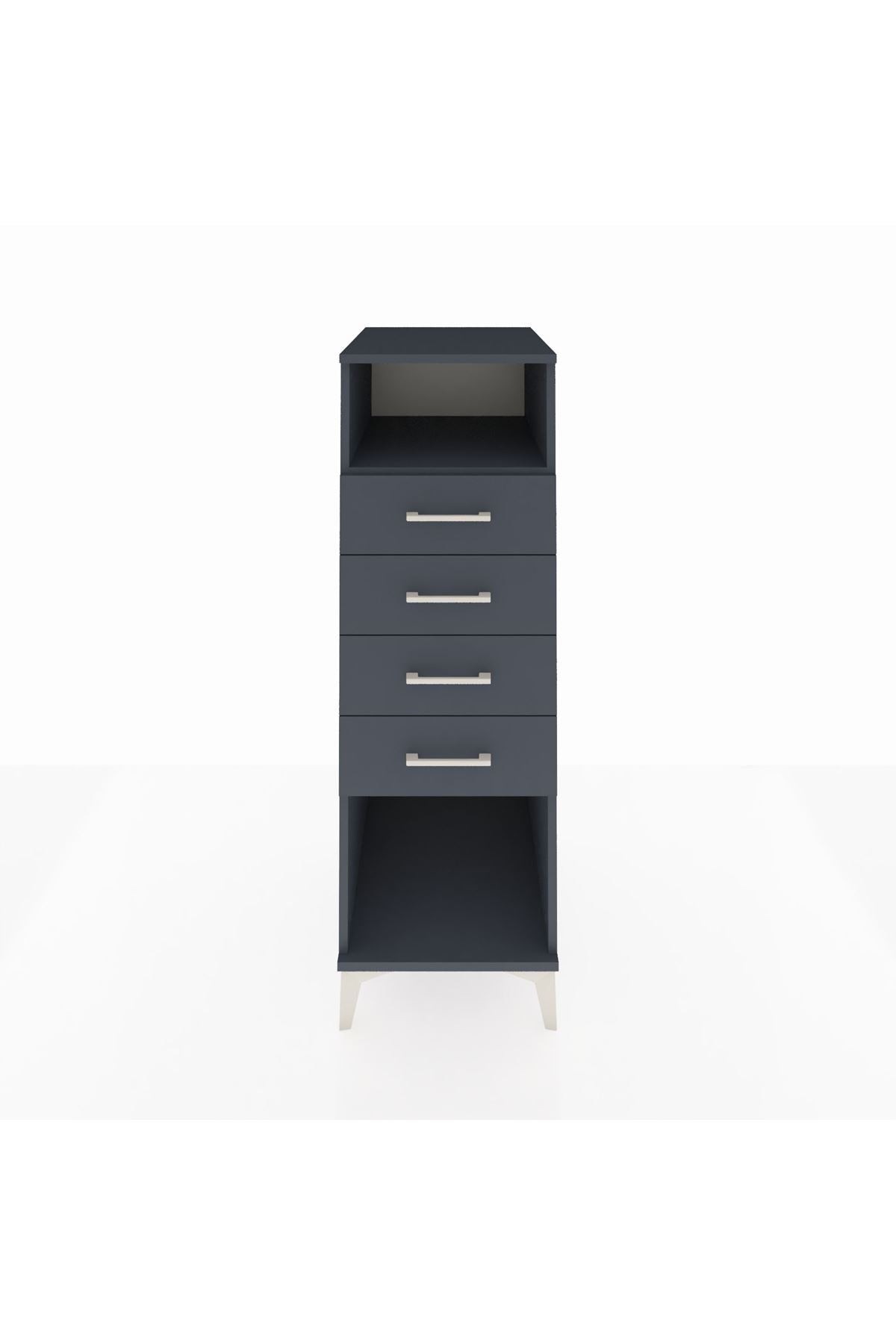 Kronos Dolap Tek Raflı 4 Çekmeceli 44x59x134 Antrasit-Antrasit