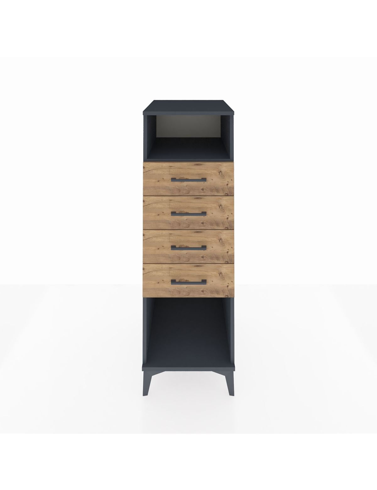 Kronos Dolap Tek Raflı 4 Çekmeceli 44x59x134 Antrasit-Çam