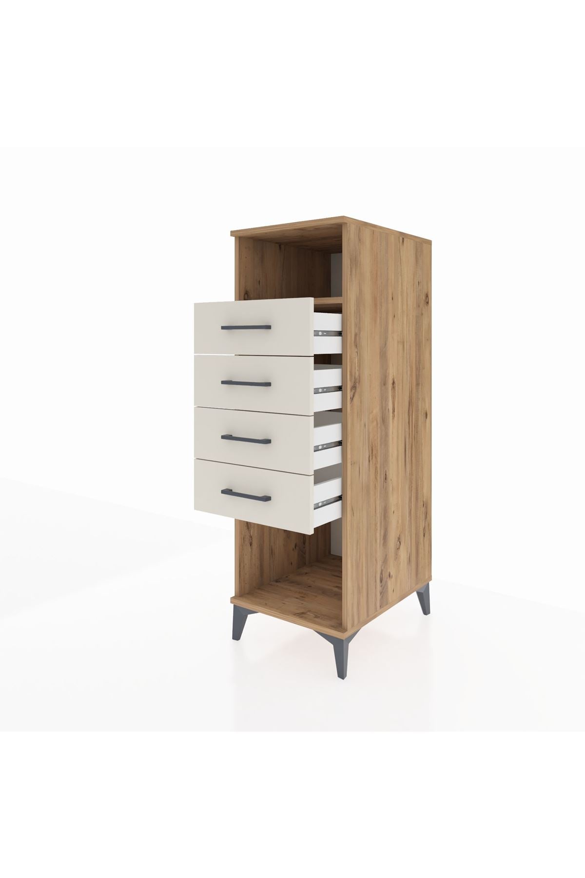 Kronos Dolap Tek Raflı 4 Çekmeceli 44x59x134 Çam-Aytaşı