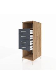 Kronos Dolap Tek Raflı 4 Çekmeceli 44x59x134 Çam-Antrasit