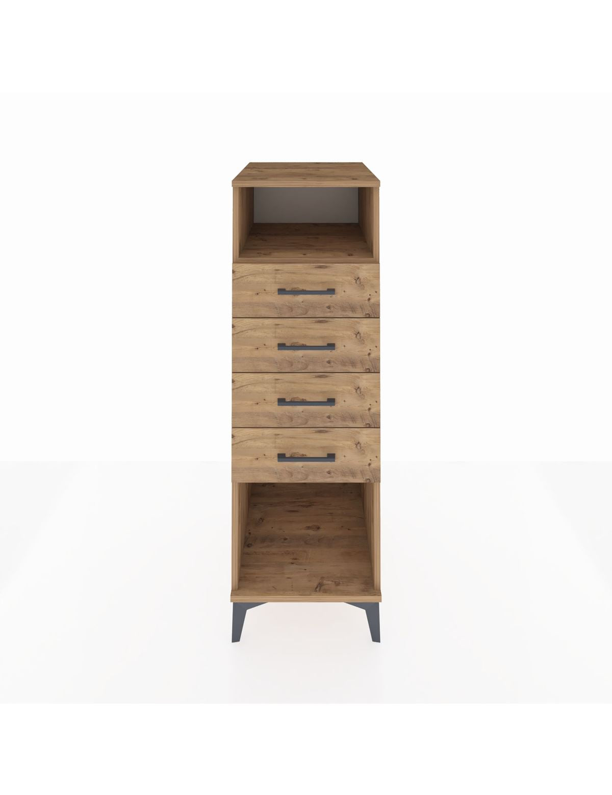 Kronos Dolap Tek Raflı 4 Çekmeceli 44x59x134 Çam-Çam