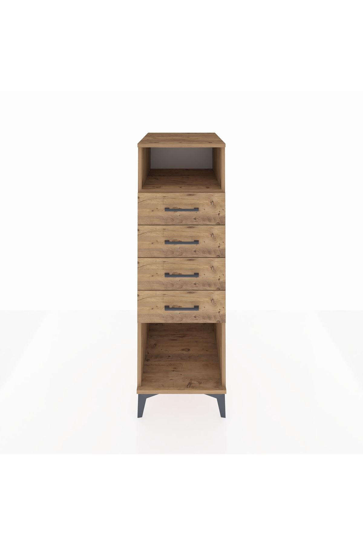 Kronos Dolap Tek Raflı 4 Çekmeceli 44x59x134 Çam-Çam