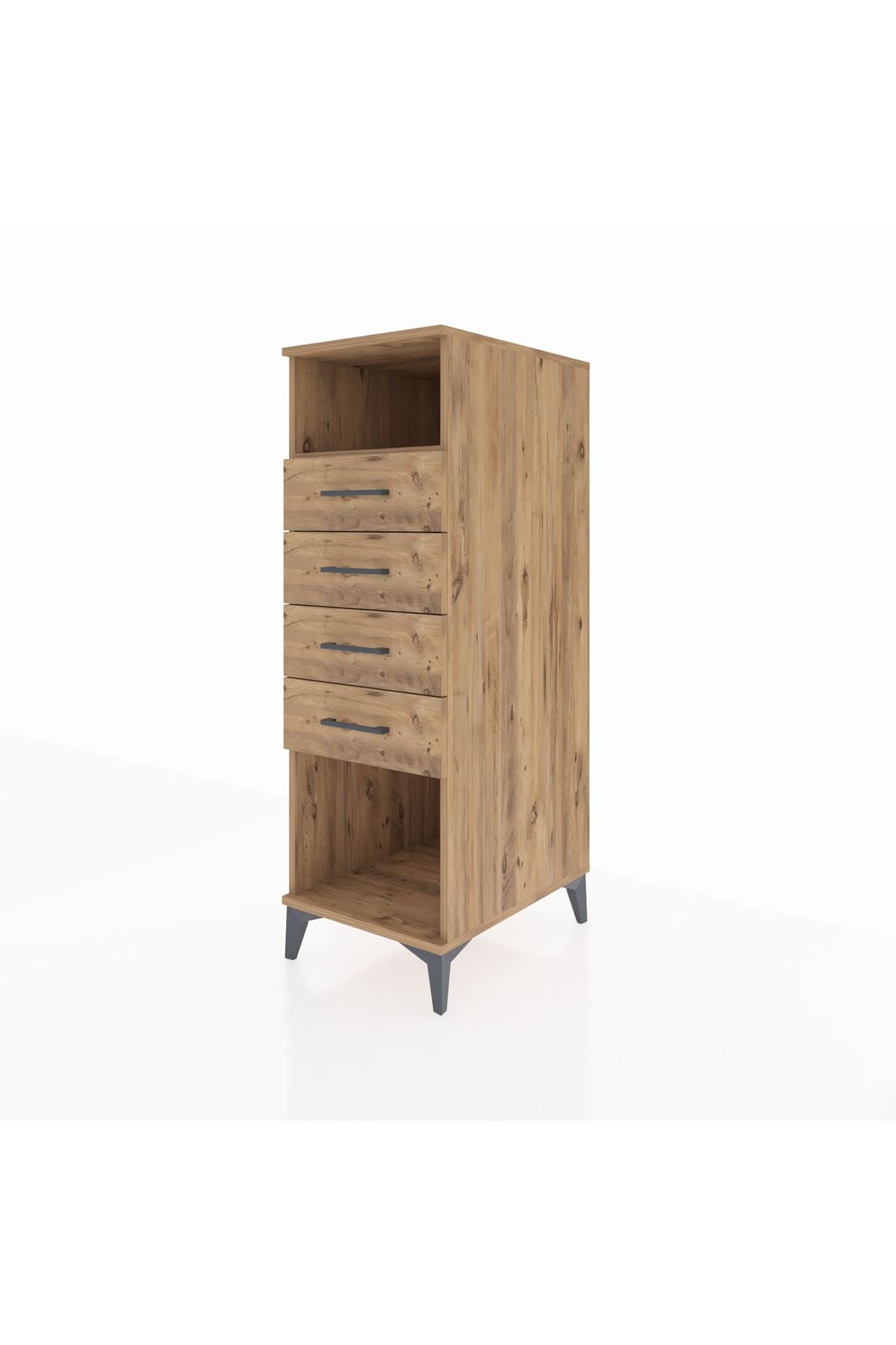 Kronos Dolap Tek Raflı 4 Çekmeceli 44x59x134 Çam-Çam