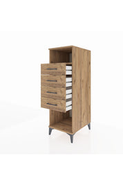 Kronos Dolap Tek Raflı 4 Çekmeceli 44x59x134 Çam-Çam