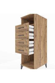 Kronos Dolap Tek Raflı 4 Çekmeceli 44x59x134 Çam-Çam