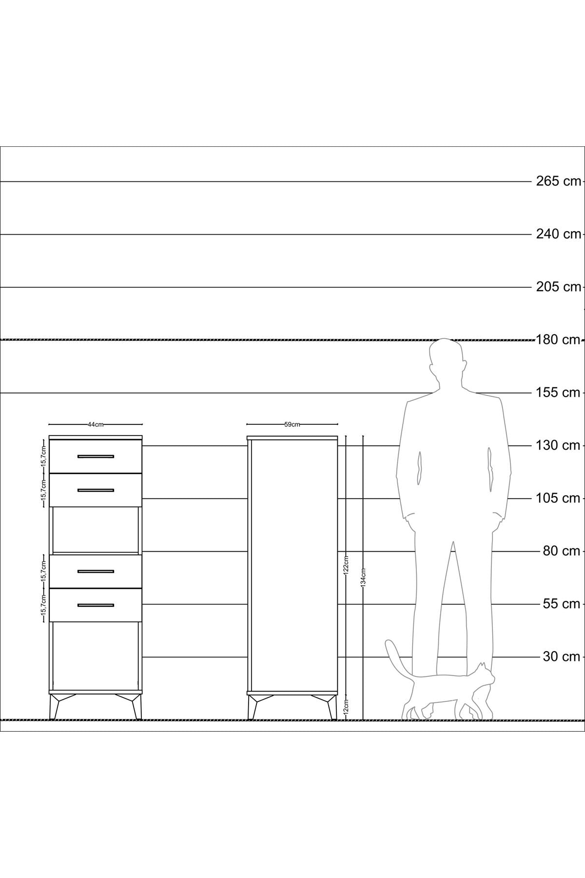 Kronos Dolap Tek Raflı 4 Çekmeceli 44x59x134 Aytaşı-Çam