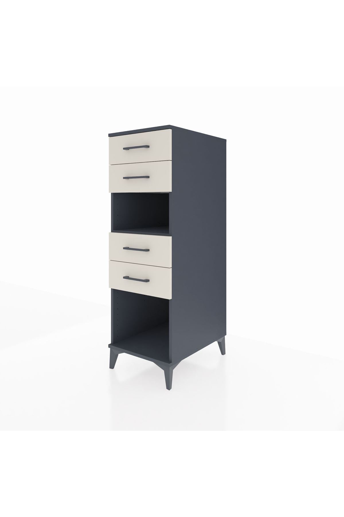 Kronos Dolap Tek Raflı 4 Çekmeceli 44x59x134 Antrasit-Aytaşı