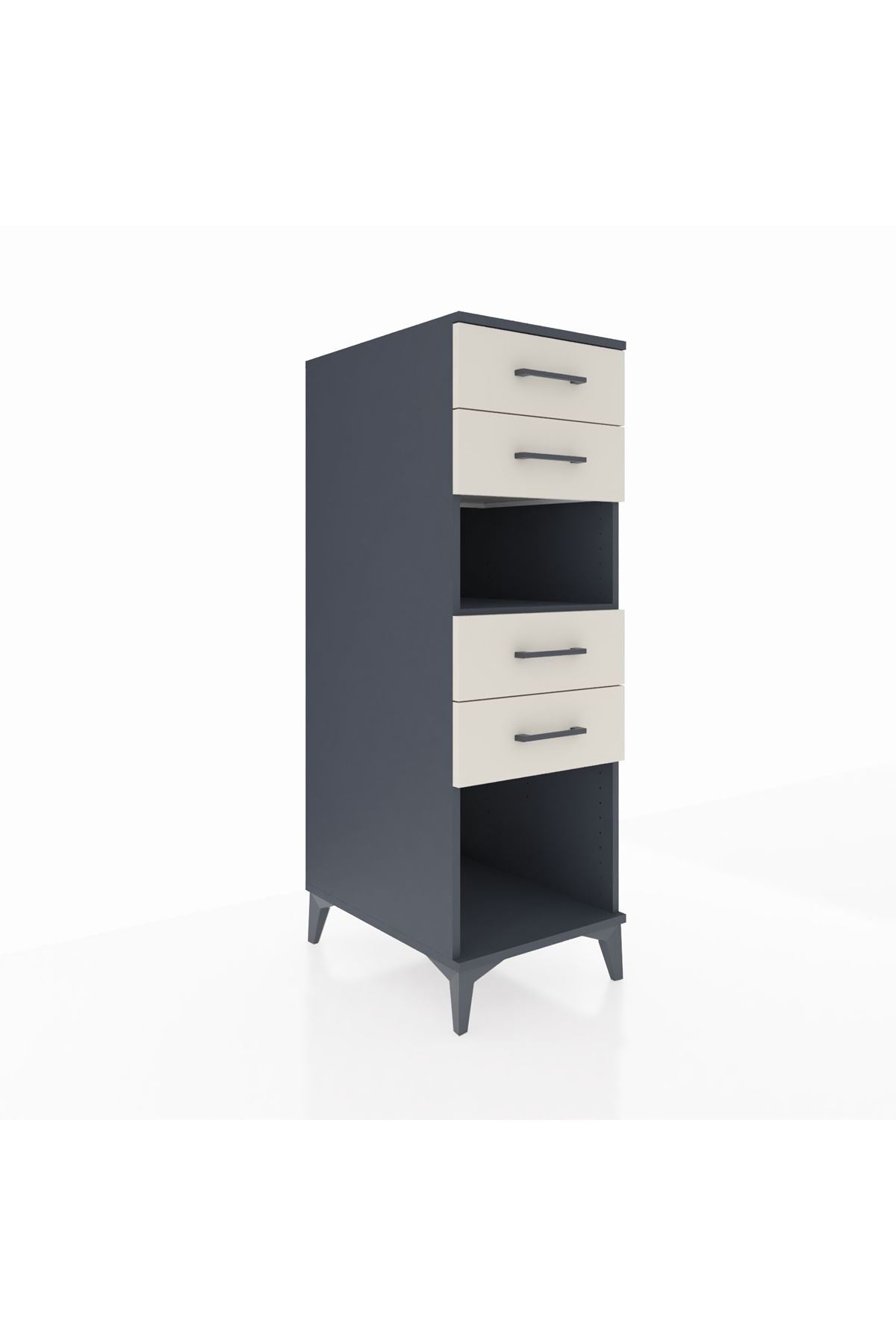 Kronos Dolap Tek Raflı 4 Çekmeceli 44x59x134 Antrasit-Aytaşı