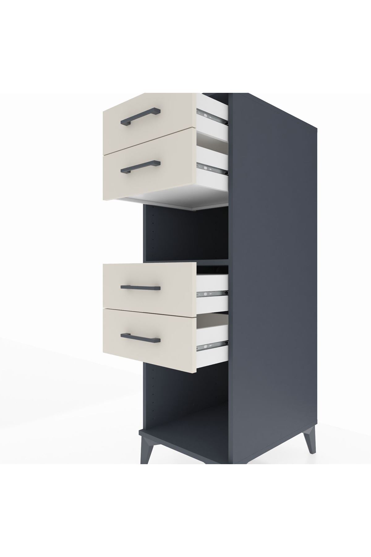 Kronos Dolap Tek Raflı 4 Çekmeceli 44x59x134 Antrasit-Aytaşı