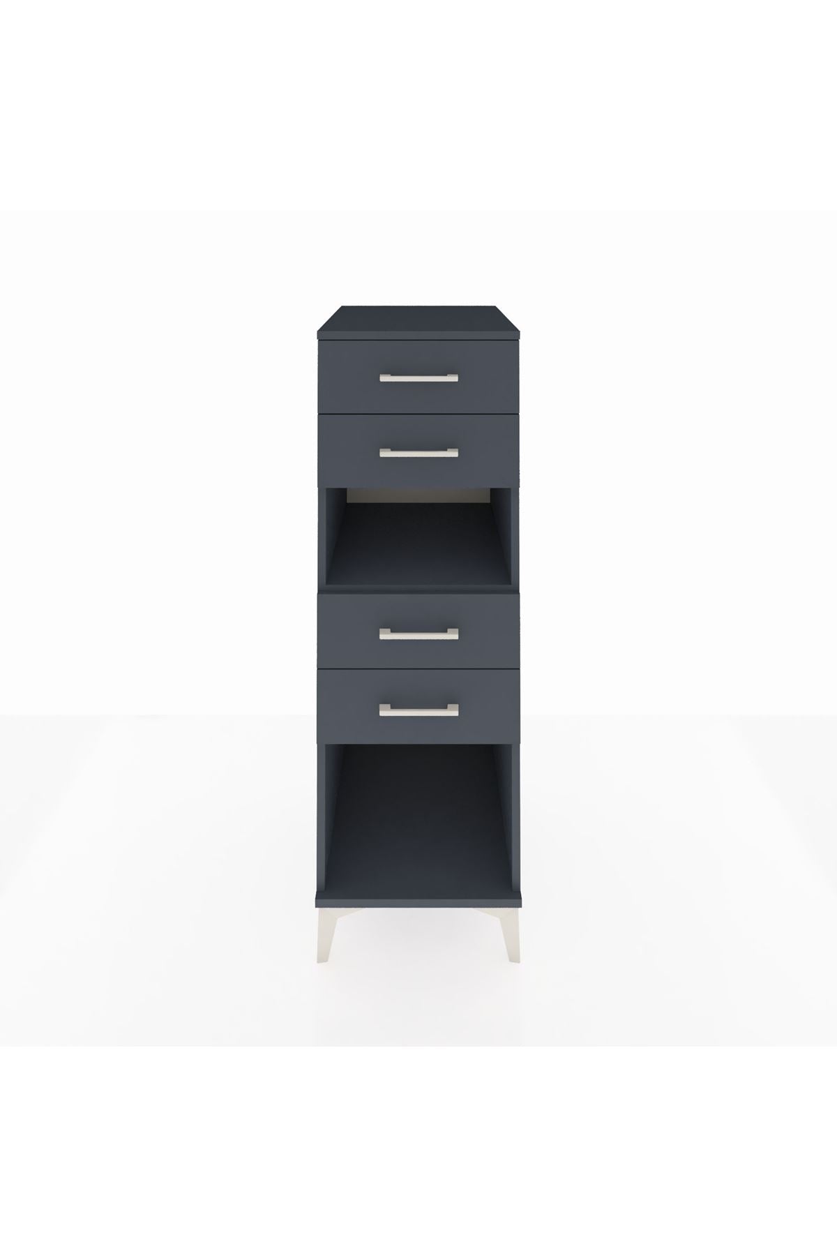 Kronos Dolap Tek Raflı 4 Çekmeceli 44x59x134 Antrasit-Antrasit