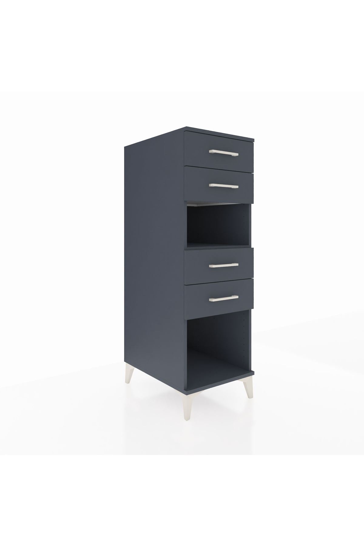Kronos Dolap Tek Raflı 4 Çekmeceli 44x59x134 Antrasit-Antrasit