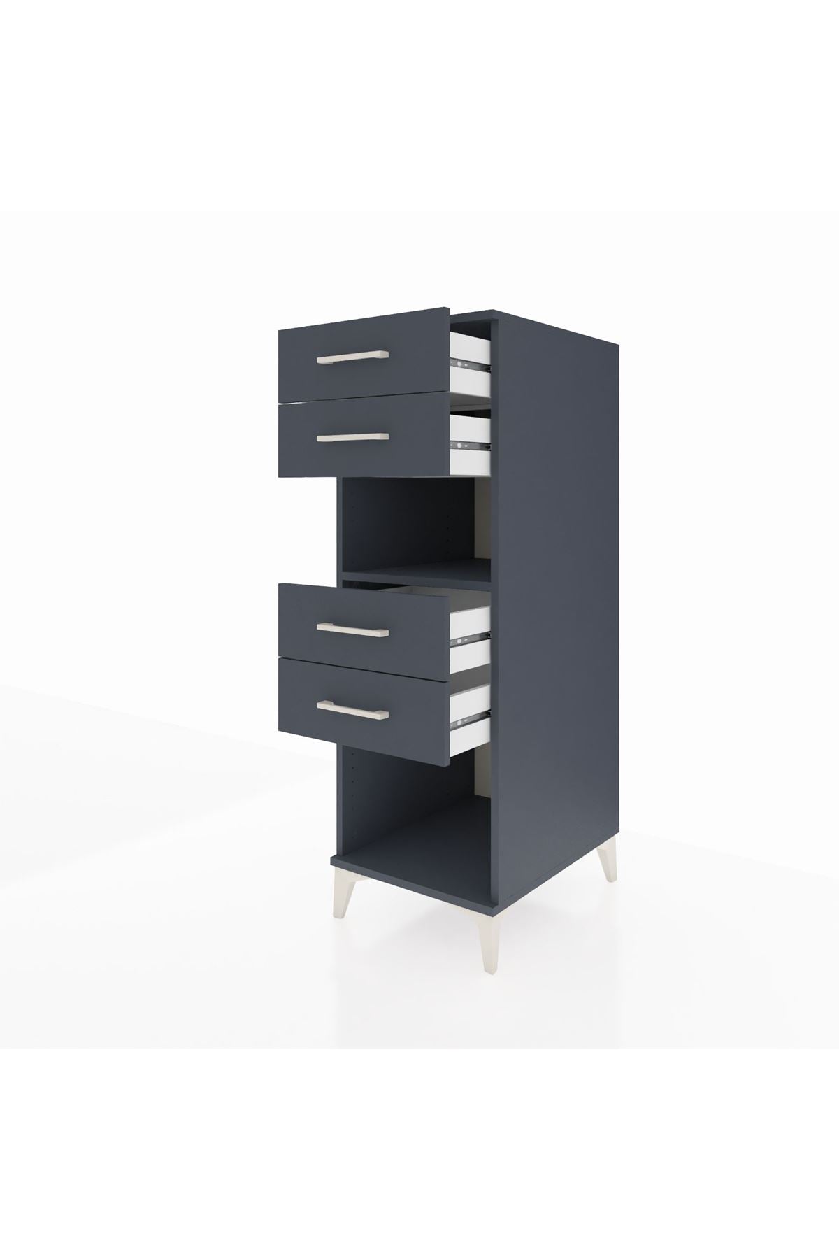 Kronos Dolap Tek Raflı 4 Çekmeceli 44x59x134 Antrasit-Antrasit