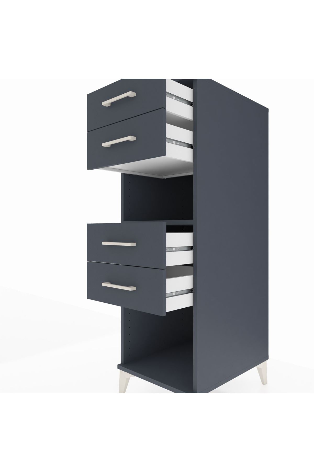 Kronos Dolap Tek Raflı 4 Çekmeceli 44x59x134 Antrasit-Antrasit