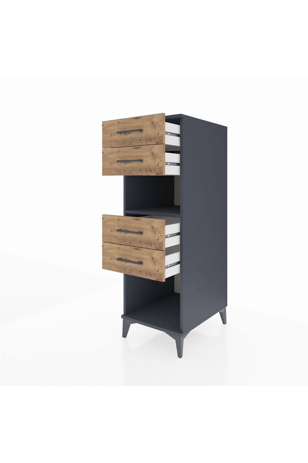 Kronos Dolap Tek Raflı 4 Çekmeceli 44x59x134 Antrasit-Çam