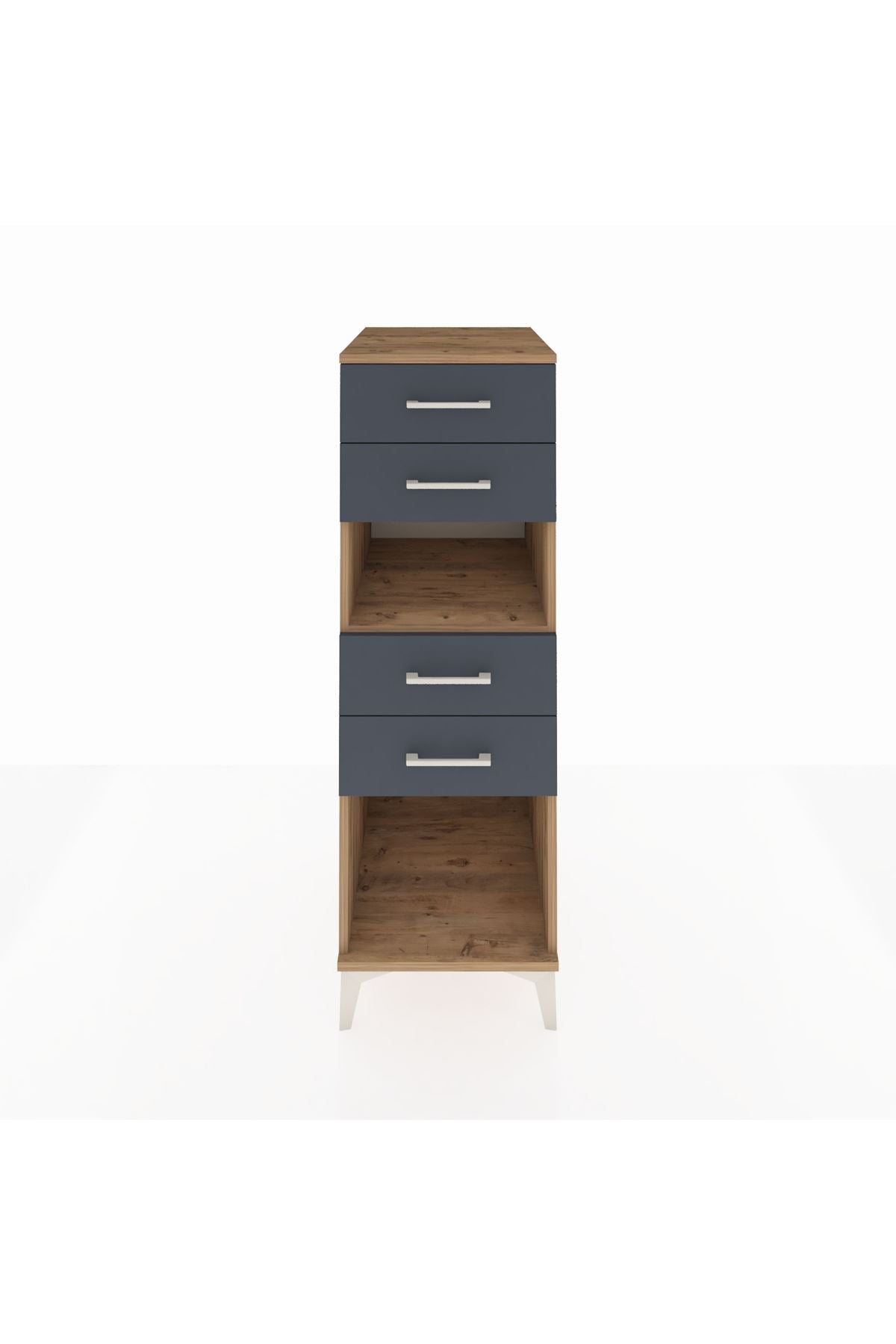 Kronos Dolap Tek Raflı 4 Çekmeceli 44x59x134 Çam-Antrasit