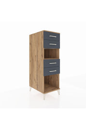 Kronos Dolap Tek Raflı 4 Çekmeceli 44x59x134 Çam-Antrasit