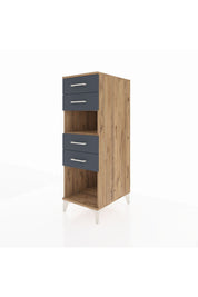 Kronos Dolap Tek Raflı 4 Çekmeceli 44x59x134 Çam-Antrasit