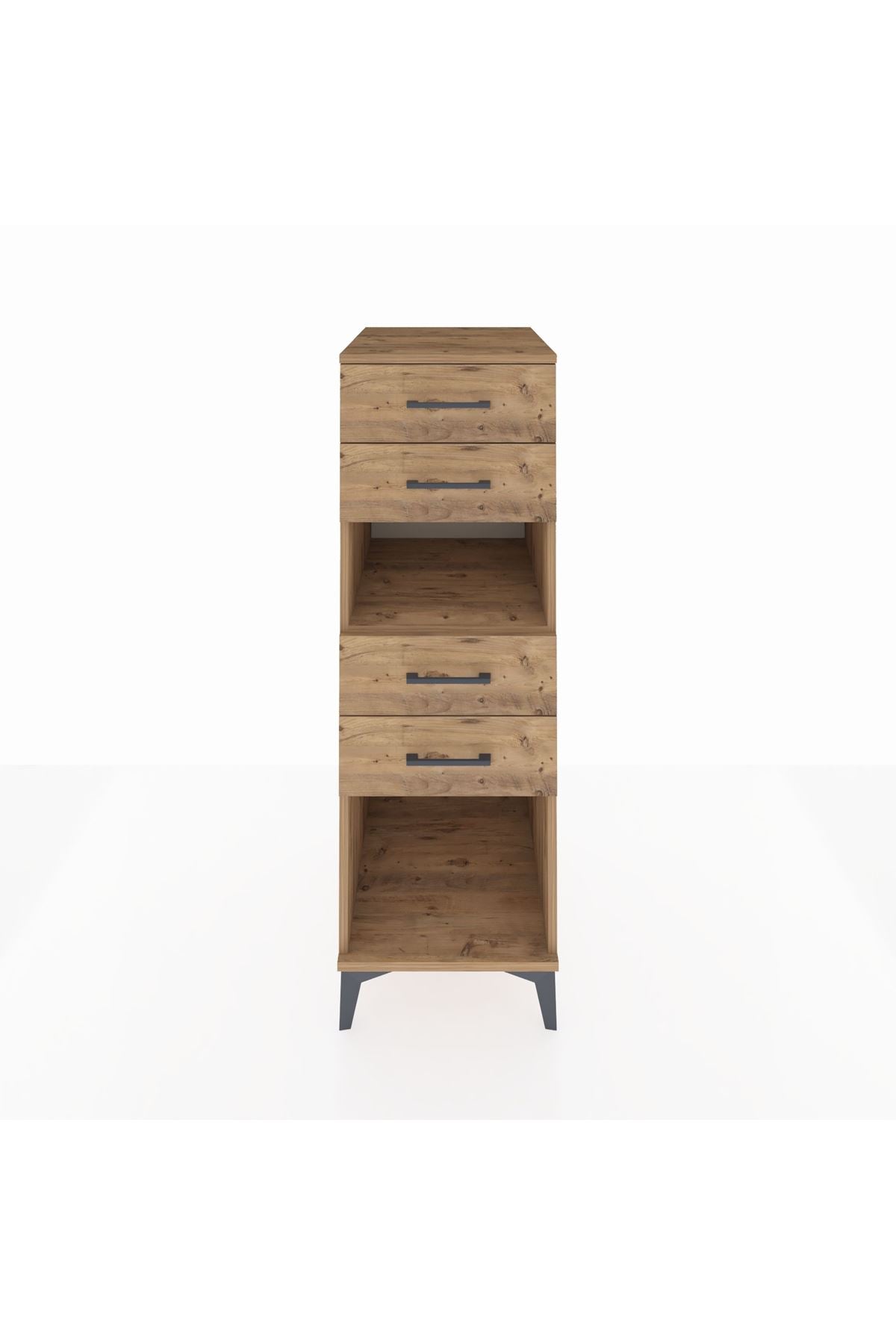 Kronos Dolap Tek Raflı 4 Çekmeceli 44x59x134 Çam-Çam