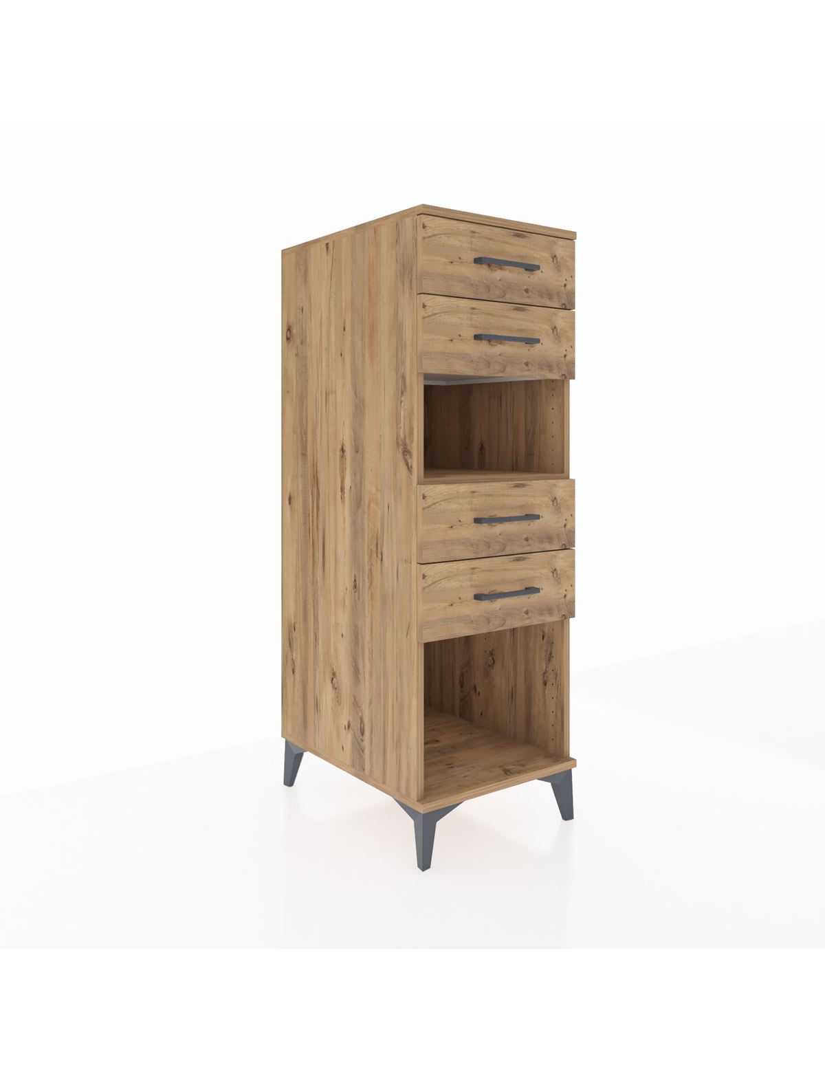 Kronos Dolap Tek Raflı 4 Çekmeceli 44x59x134 Çam-Çam