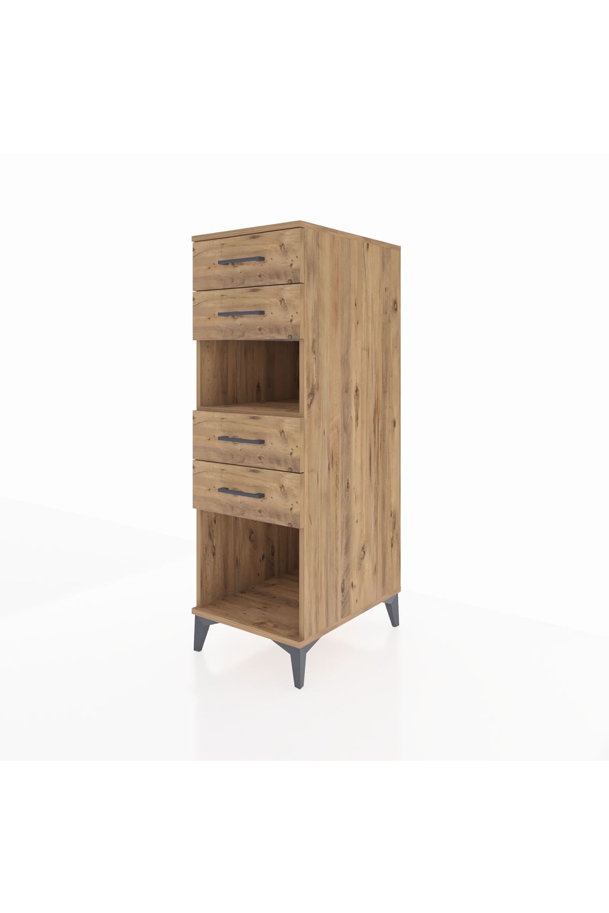 Kronos Dolap Tek Raflı 4 Çekmeceli 44x59x134 Çam-Çam